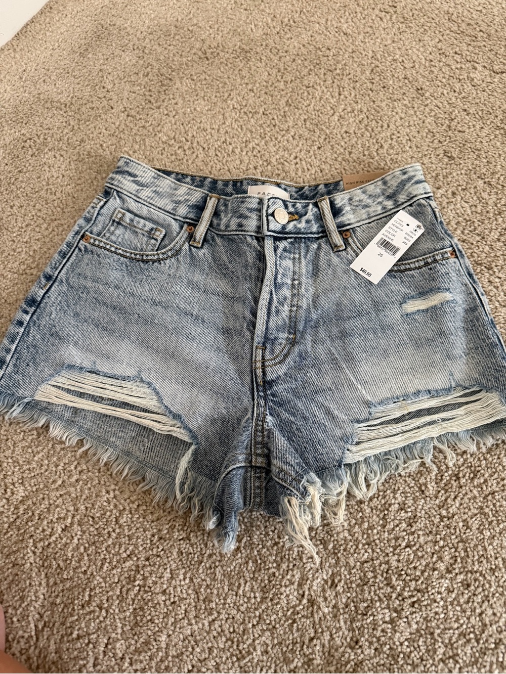 PacSun Light Blue Distressed High-Rise Denim Shorts